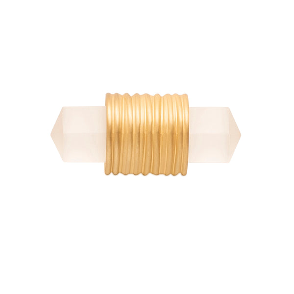 Chrysalis T-Knob 1-7/8 Inch x 3/4 Inch Brushed Golden Brass with Frosted Glass