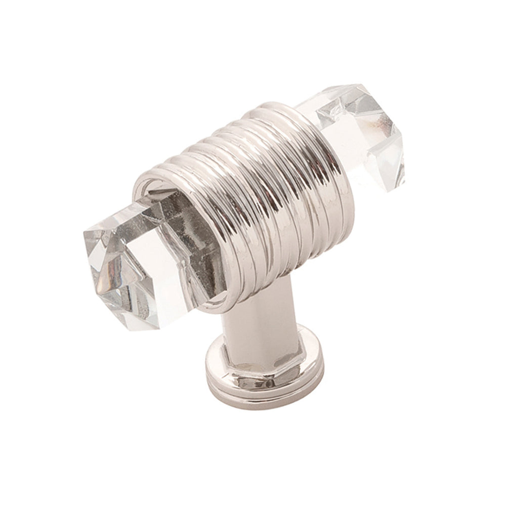 Chrysalis T-Knob 1-7/8 Inch x 3/4 Inch Polished Nickel with Glass