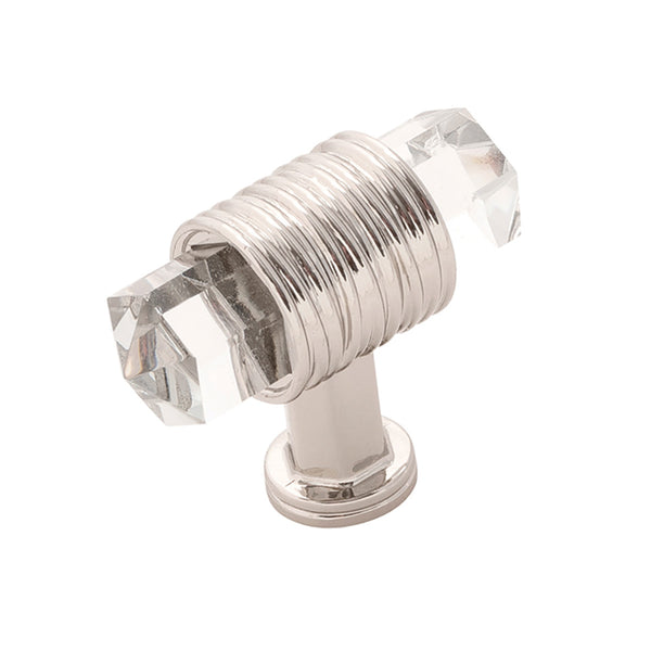 Chrysalis T-Knob 1-7/8 Inch x 3/4 Inch Polished Nickel with Glass