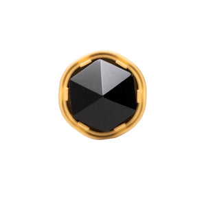 Chrysalis Knob 1-3/16 Inch Diameter Brushed Golden Brass with Opaque Black Glass