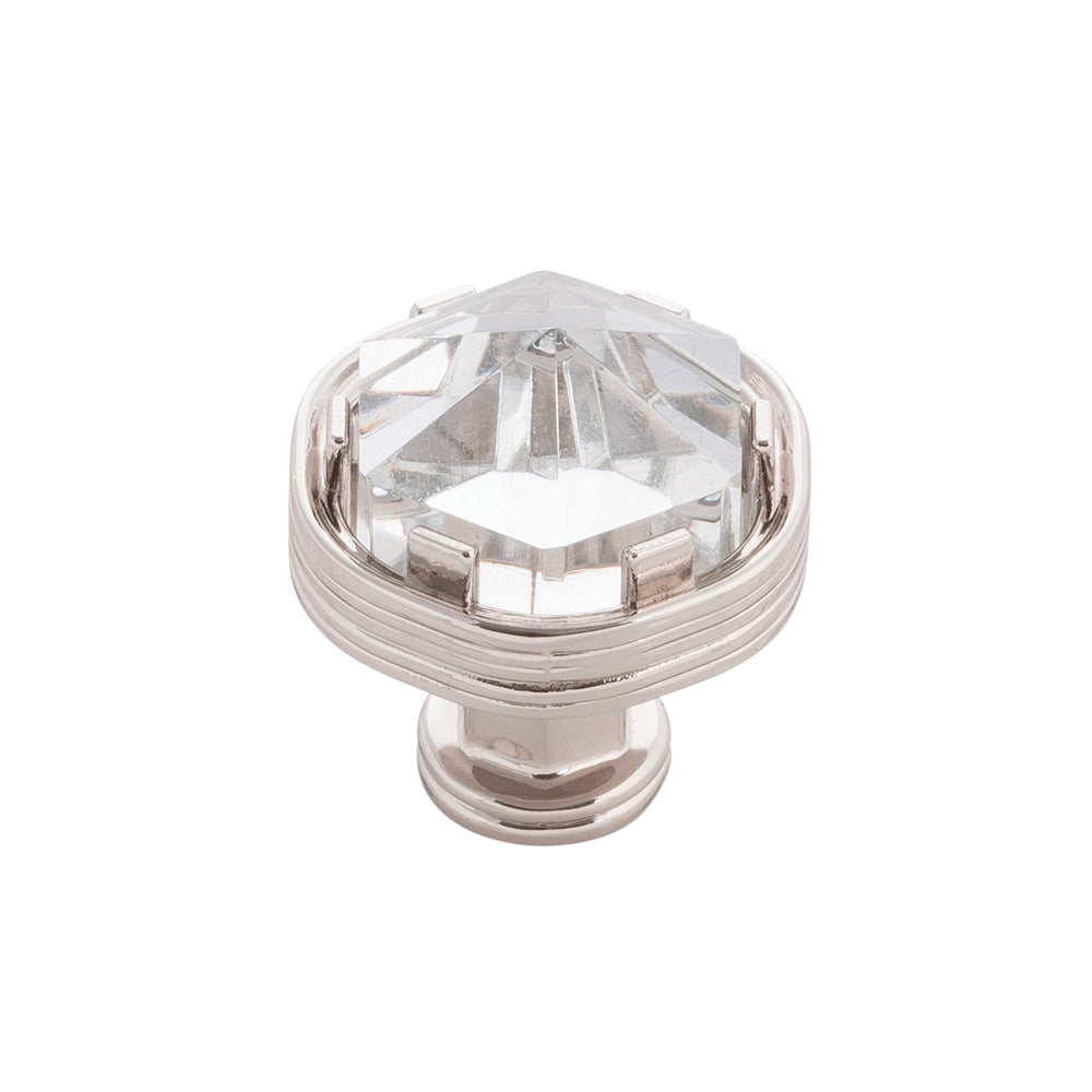 Chrysalis Knob 1-3/16 Inch Diameter Polished Nickel with Glass