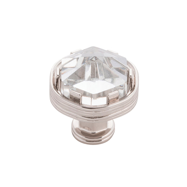 Chrysalis Knob 1-3/16 Inch Diameter Polished Nickel with Glass
