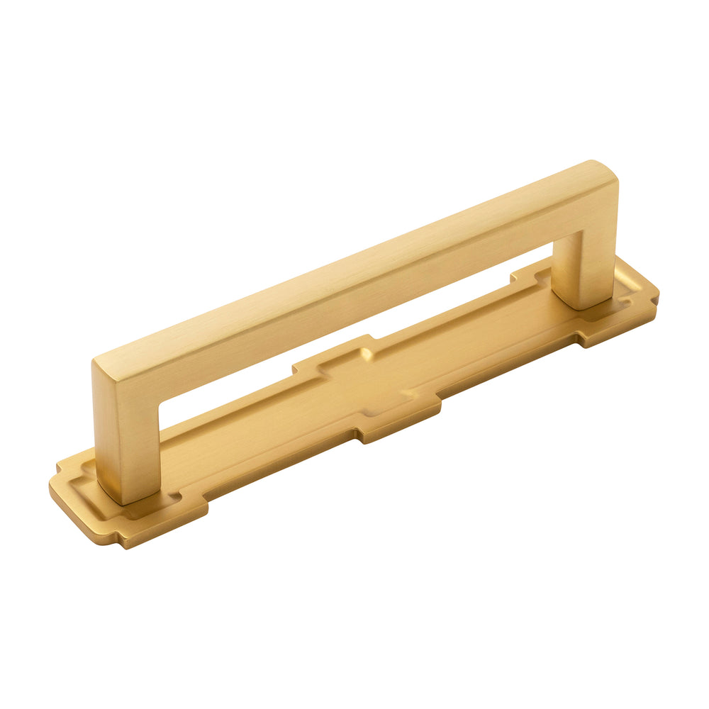 Coventry Pull Backplate 5-1/16 Inch (128mm) Center to Center Brushed Golden Brass