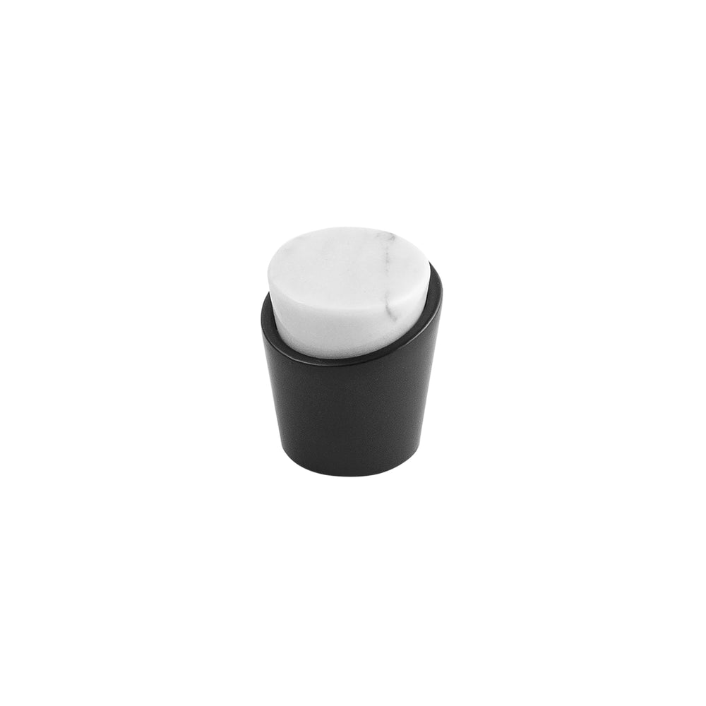 Firenze Knob 1-1/4 Inch Diameter White Marble with Matte Black