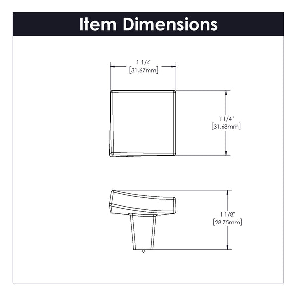 Flex Knob 1-1/4 Inch Square Polished Nickel