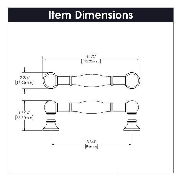 Fuller Pull 3-3/4 Inch (96mm) Center to Center Chrome