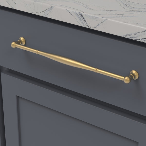 Fuller Pull 12 Inch Center to Center Brushed Golden Brass