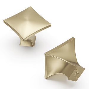 Twist Knob 1-1/4 Inch Square Elusive Golden Nickel