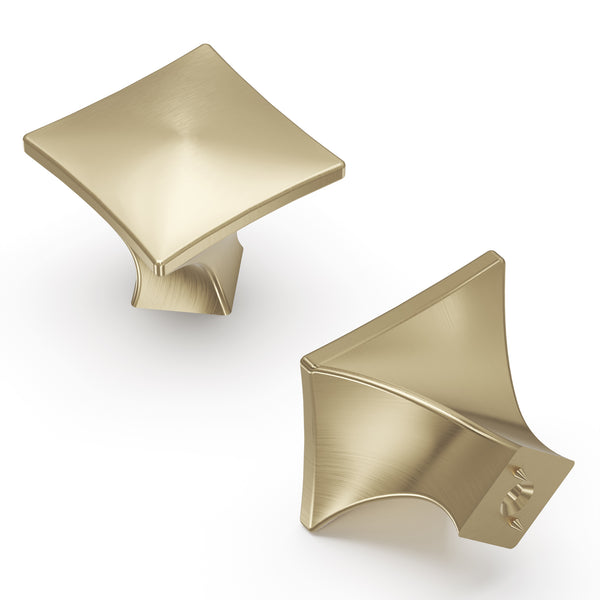 Twist Knob 1-1/4 Inch Square Elusive Golden Nickel