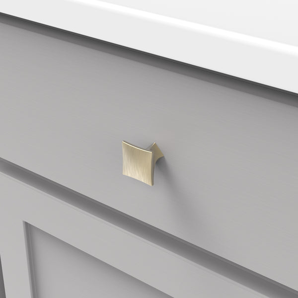 Twist Knob 1-1/4 Inch Square Elusive Golden Nickel