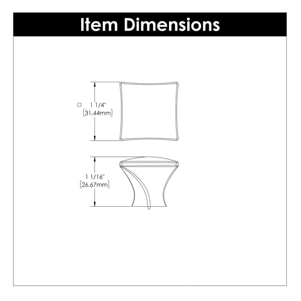 Twist Knob 1-1/4 Inch Square Elusive Golden Nickel