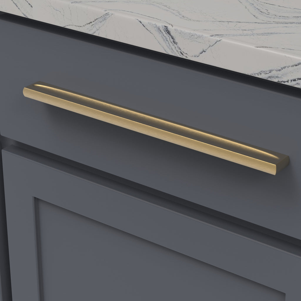 Ingot Pull 12 Inch Center to Center Brushed Golden Brass Finish