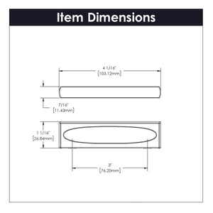 Ingot Pull 3 Inch Center to Center Satin Nickel