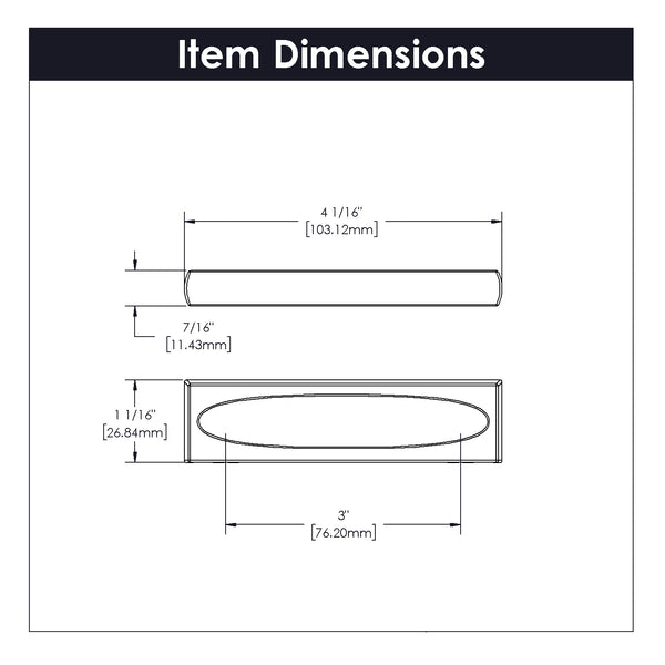 Ingot Pull 3 Inch Center to Center Satin Nickel