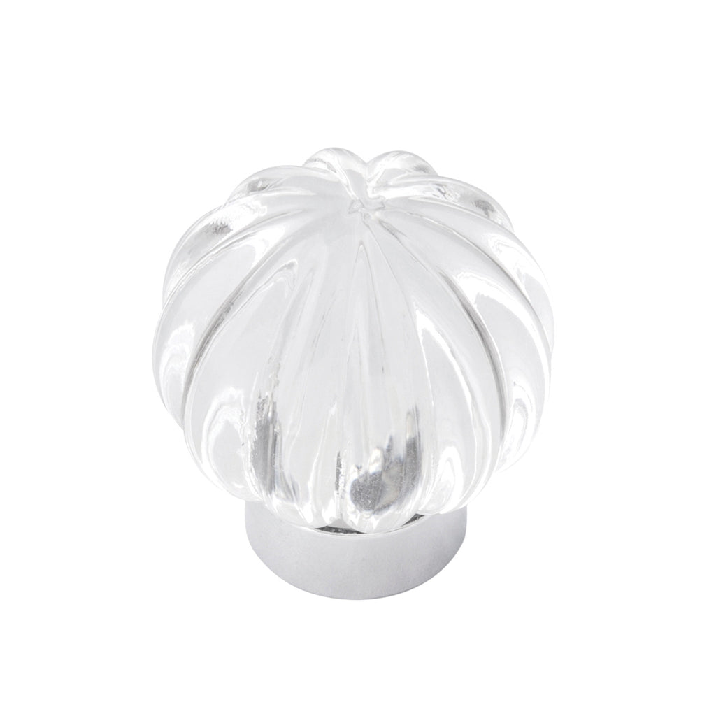 Luster Knob 1-1/4 Inch Diameter Glass with Chrome Finish