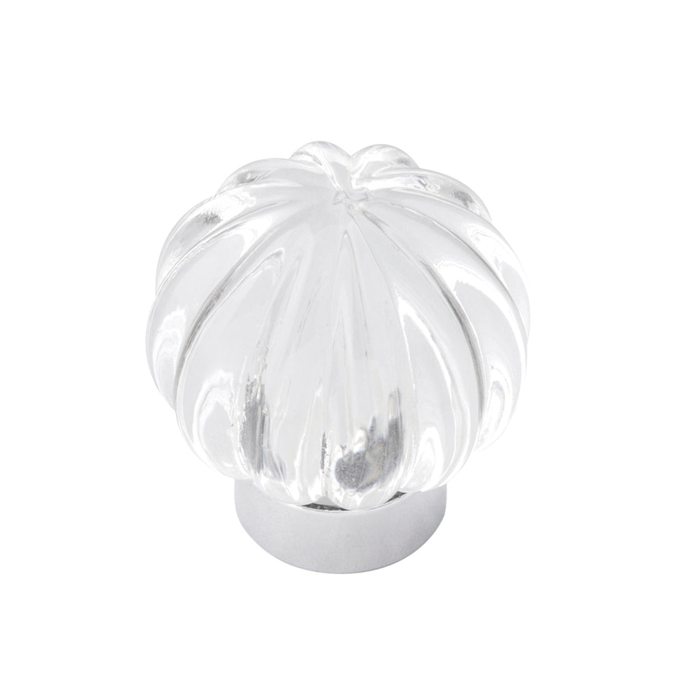 Luster Knob 1-1/4 Inch Diameter Glass with Chrome