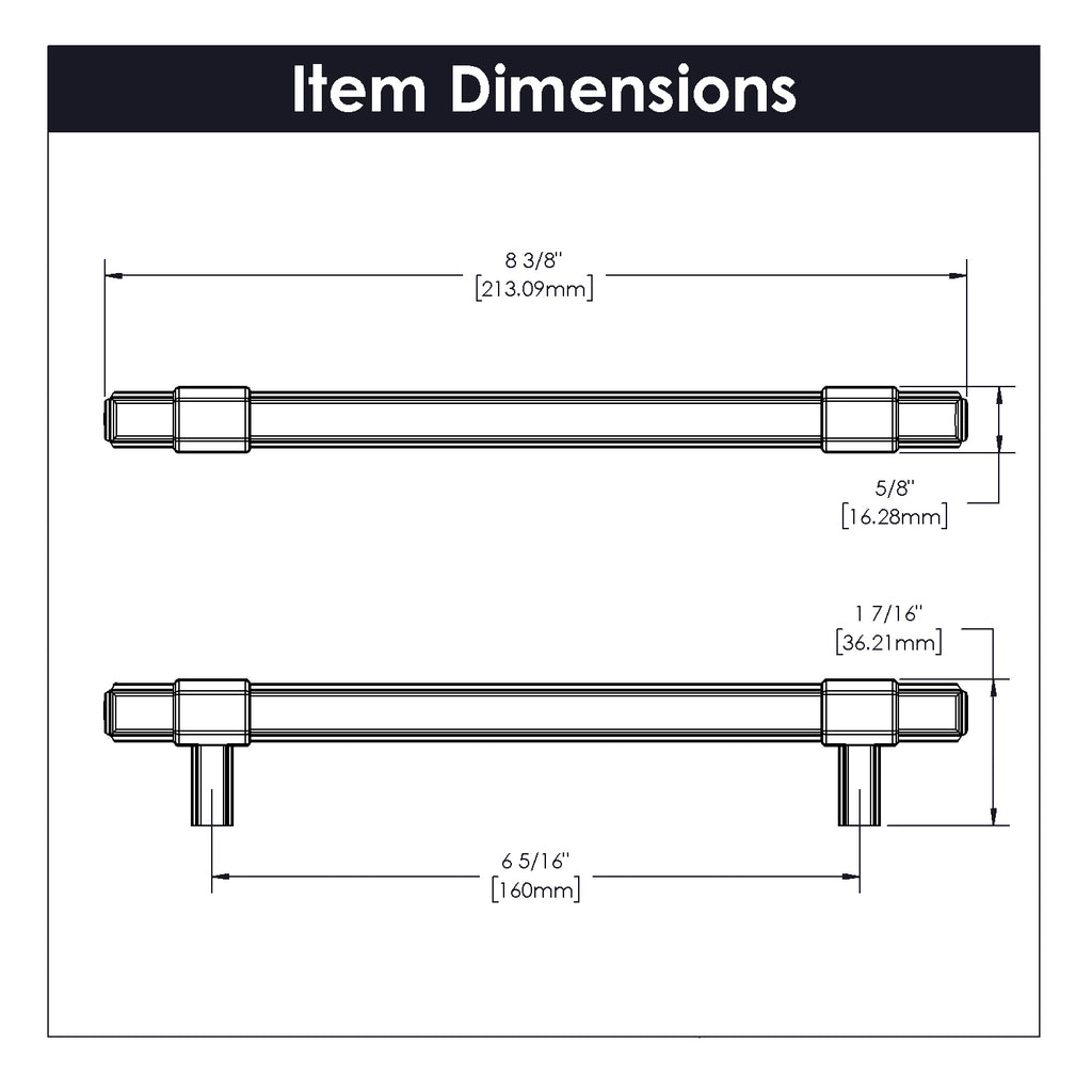 Monroe Pull 6-5/16 Inch (160mm) Center to Center Chrome Finish