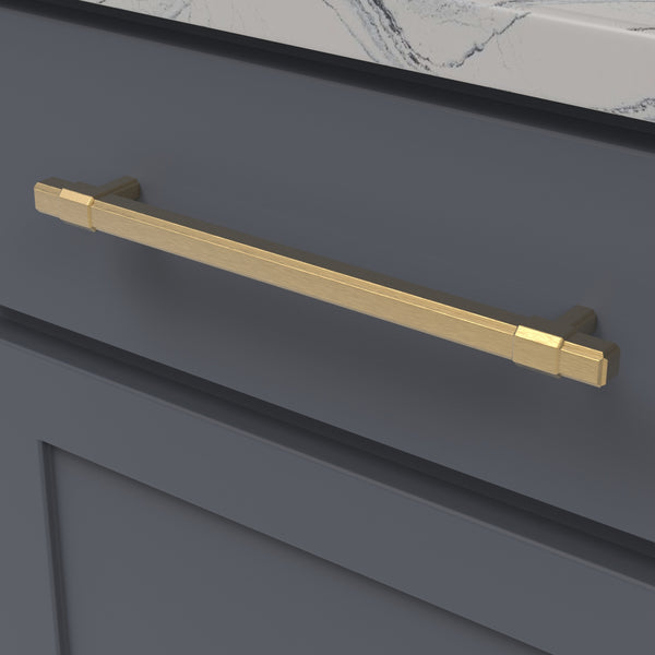 Monroe Pull 8-13/16 Inch (224mm) Center to Center Brushed Golden Brass