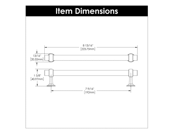 Ostia Pull 7-9/16 Inch (192mm) Center to Center Brushed Golden Brass