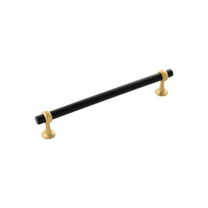Ostia Pull 7-9/16 Inch (192mm) Center to Center Matte Black and Brushed Golden Brass