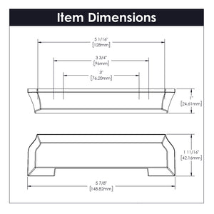 Studio II Cup Pull 3 Inch, 3-3/4 Inch (96mm) & 5-1/16 Inch (128mm) Center to Center Chrome