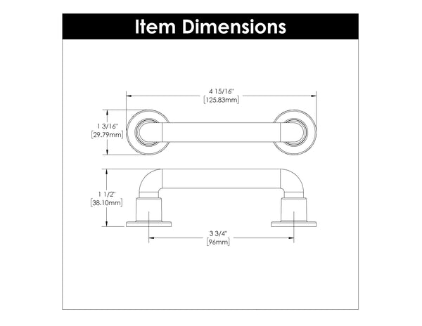 Urbane Pull 3-3/4 Inch (96mm) Center to Center Matte Black