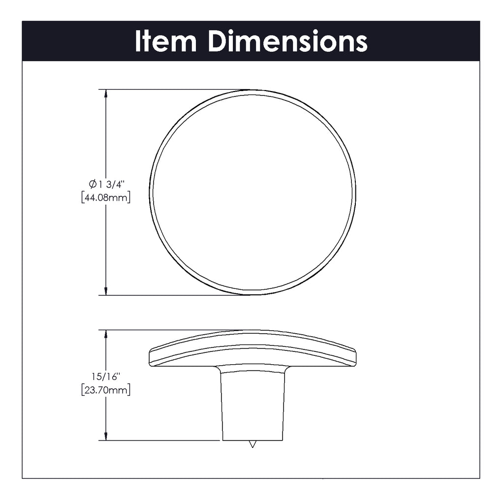 Vale Knob 1-3/4 Inch Diameter Polished Nickel Finish
