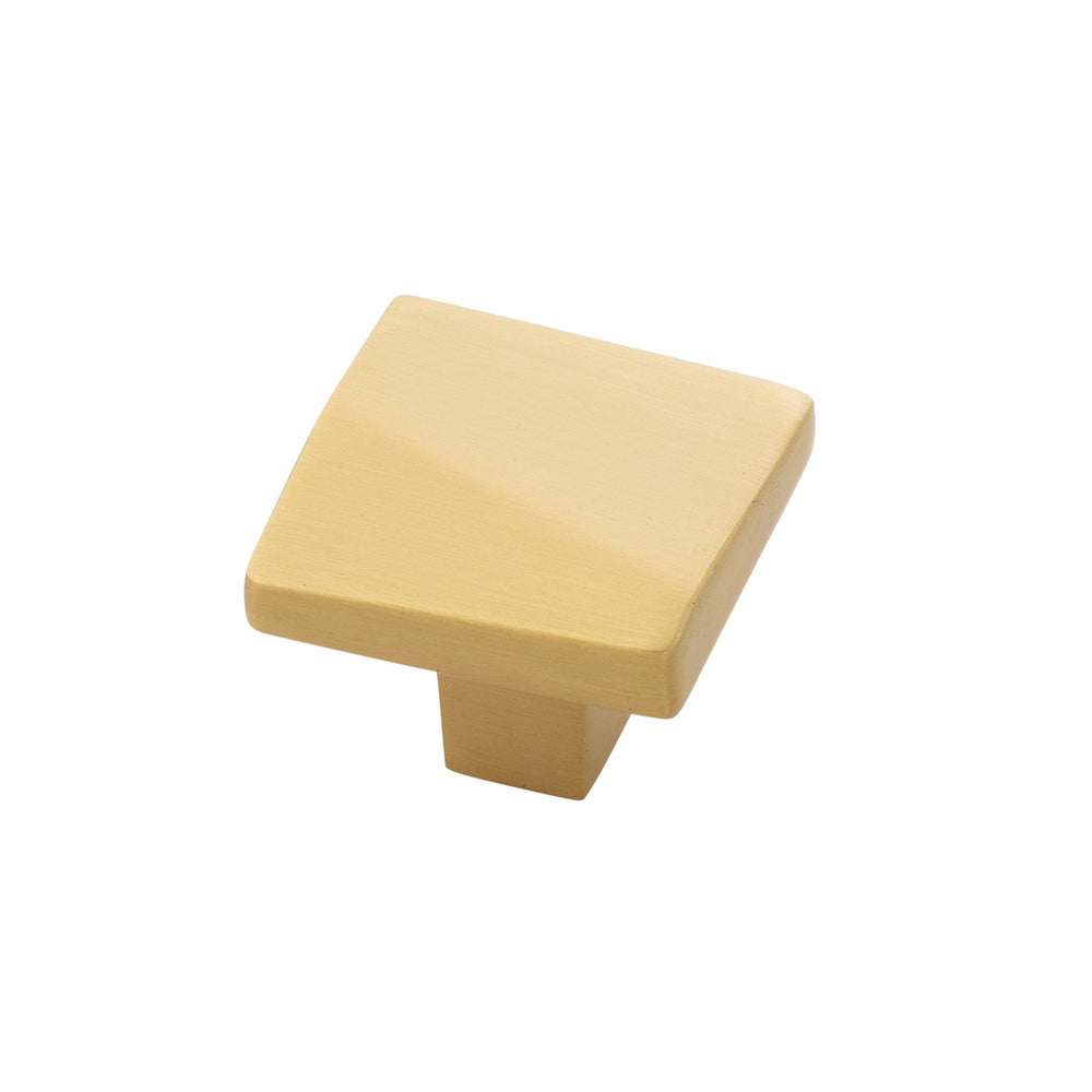 Veer Knob 1-3/8 Inch Square Brushed Golden Brass