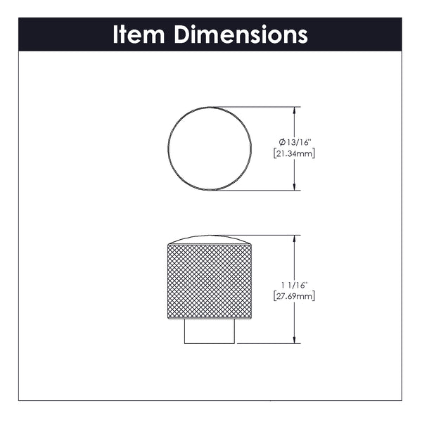 Verge Knob 7/8 Inch Diameter Stainless Steel
