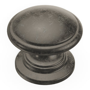 Williamsburg Knob 1-1/4 Inch Diameter Black Nickel Vibed