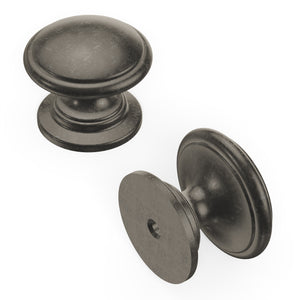 Williamsburg Knob 1-1/4 Inch Diameter Black Nickel Vibed