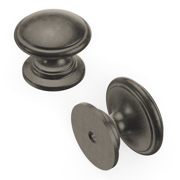 Williamsburg Knob 1-1/4 Inch Diameter Black Nickel Vibed