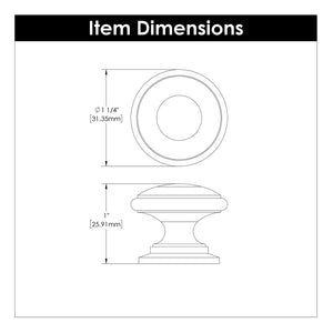 Williamsburg Knob 1-1/4 Inch Diameter Black Nickel Vibed