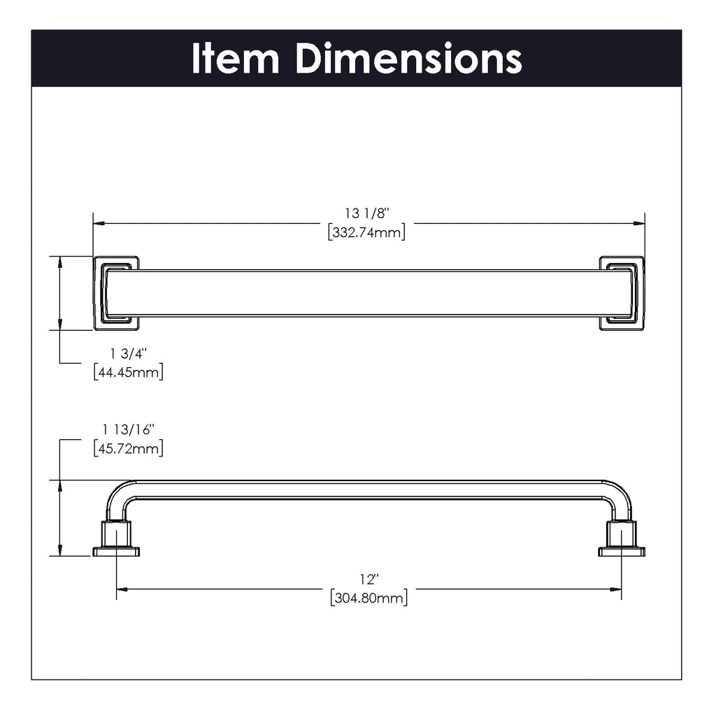 Brighton Appliance Pull 12 Inch Center to Center Brushed Golden Brass Finish