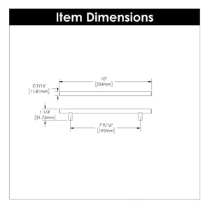 Bar Pull 7-9/16 Inch (192mm) Center to Center Matte Black