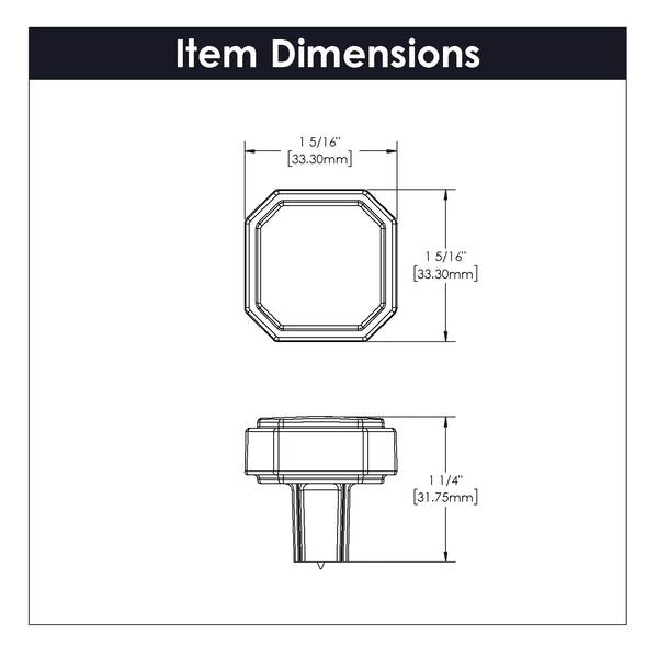 Monroe Knob 1-5/16 Inch x 1-5/16 Inch Matte Black
