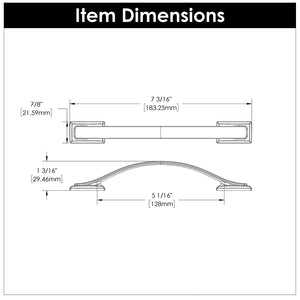 Dover Pull 5-1/16 Inch (128mm) Center to Center Brushed Golden Brass