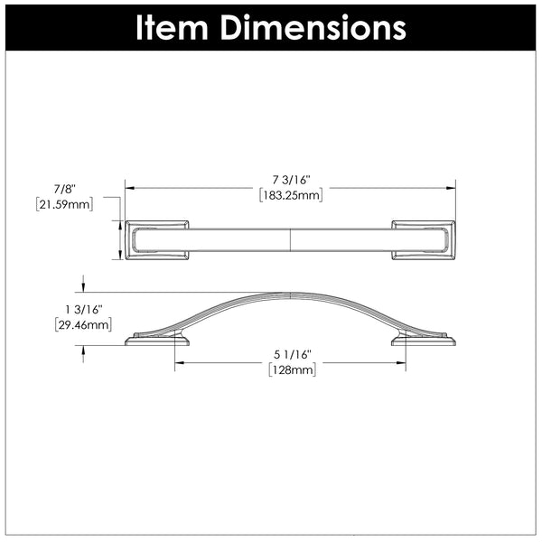 Dover Pull 5-1/16 Inch (128mm) Center to Center Matte Black