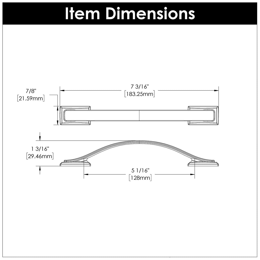 Dover Pull 5-1/16 Inch (128mm) Center to Center Satin Nickel Finish