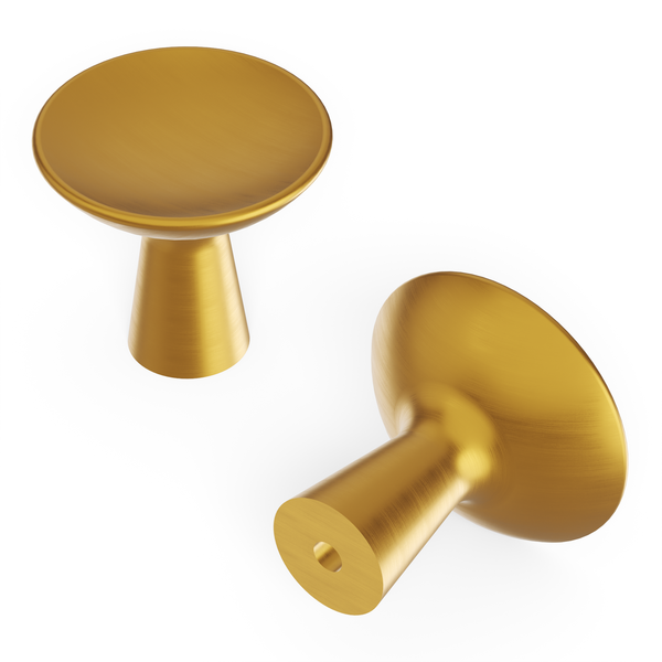 Maven Knob 1-1/4 Inch Diameter Brushed Golden Brass