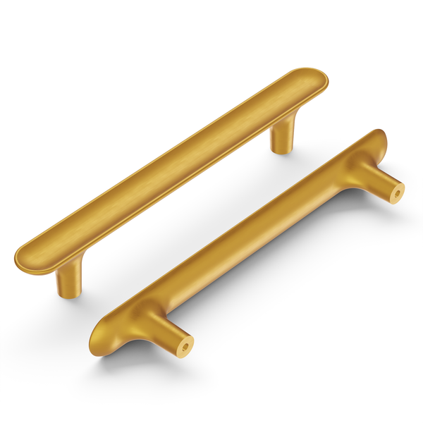 Maven Pull 5-1/16 Inch (128mm) Center to Center Brushed Golden Brass