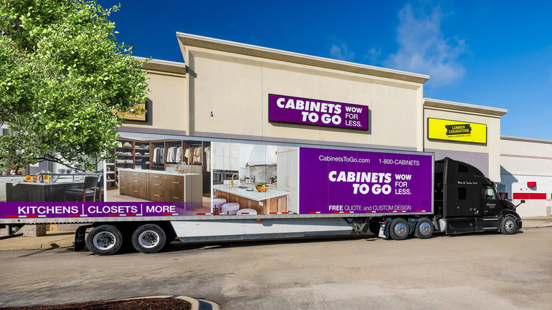 Our in-stock custom cabinets are ready to ship, fully configurable to fit your space, and customizable with countertops, sinks, knobs, and pulls for a look that's uniquely yours.