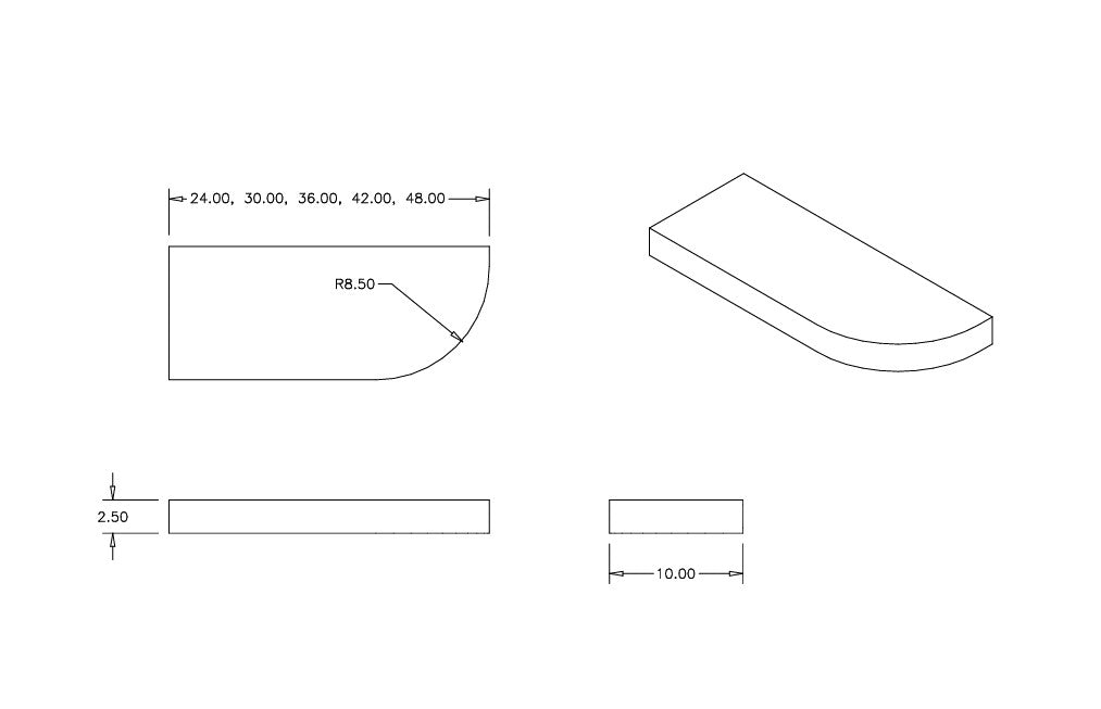 Curved Floating Shelf Paint Grade