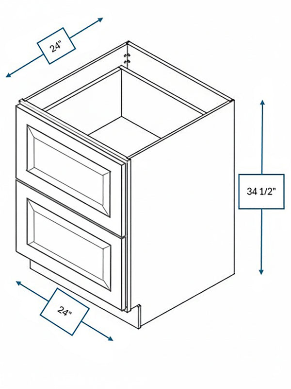 Broad Creek Blue Bevel Shaker 24 in. 2-Drawer Base Cabinet