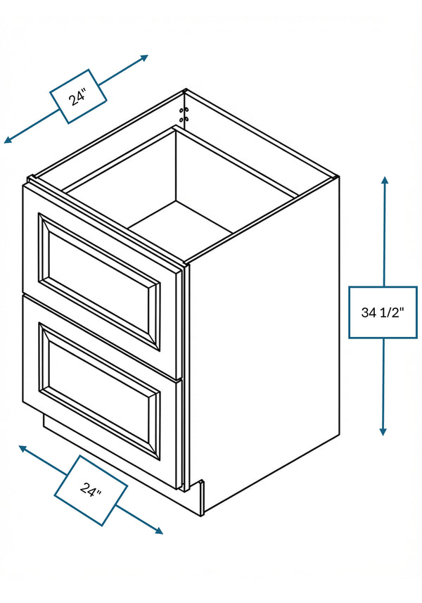 Montpelier Sage Raised Panel 24 in. 2-Drawer Base Cabinet