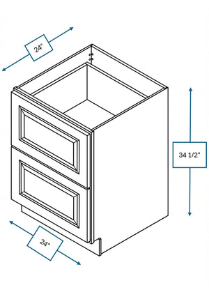 Chalet White Raised Panel 24 in. 2-Drawer Base Cabinet