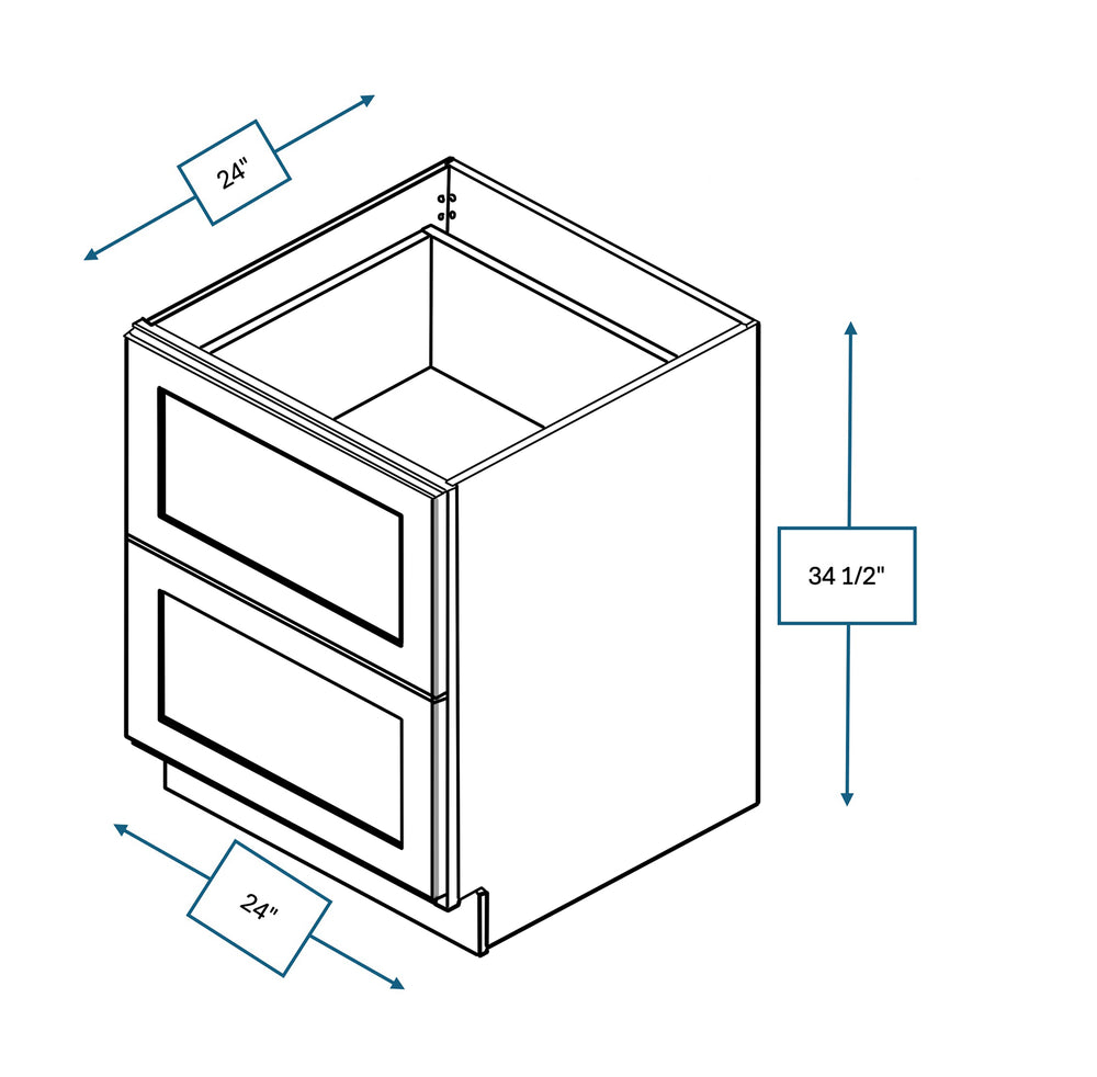 Hampton Pewter 24 in. Wide x 24 in. Deep x 34.5 in. Tall - 2-Drawer Base Shaker Cabinet