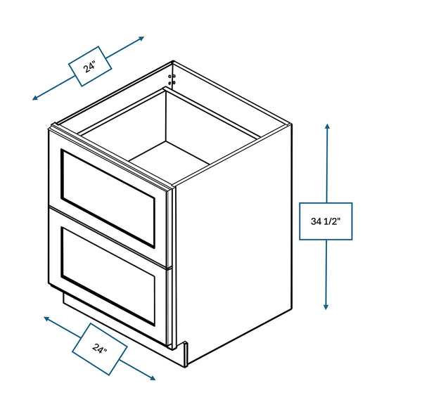 Hampton Pewter 24 in. Wide x 24 in. Deep x 34.5 in. Tall - 2-Drawer Base Shaker Cabinet