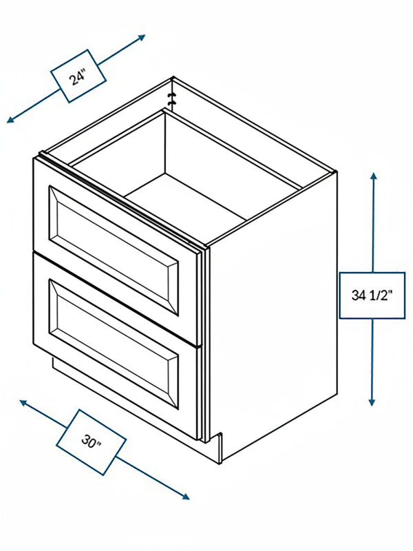 Broad Creek Blue Bevel Shaker 30 in. 2-Drawer Base Cabinet