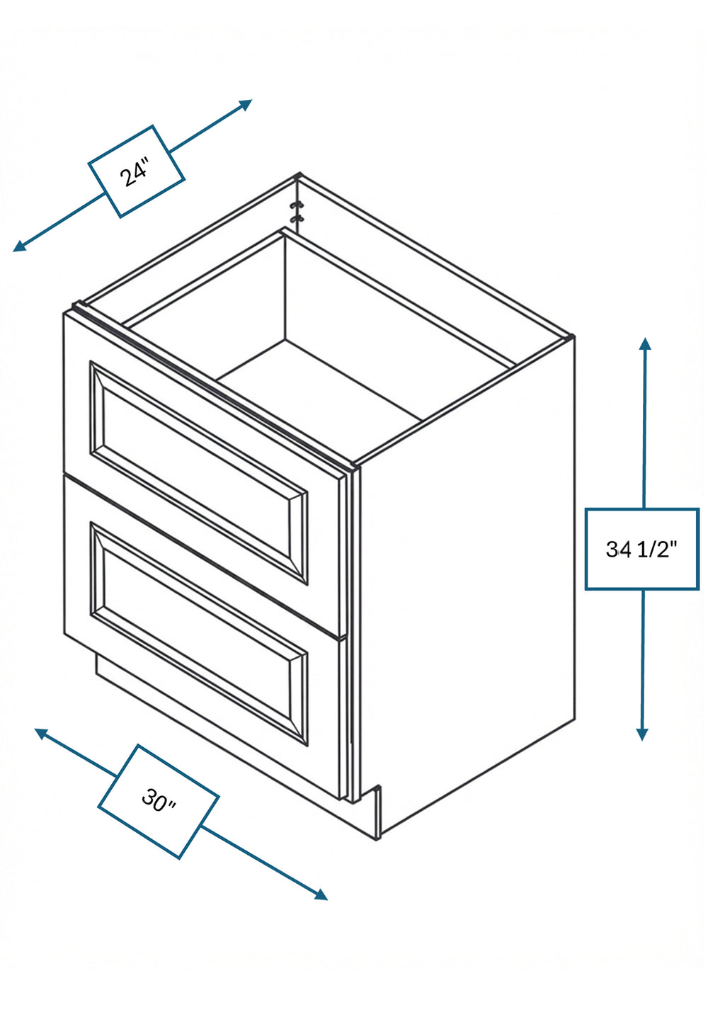 Montpelier Sage Raised Panel 30 in. 2-Drawer Base Cabinet